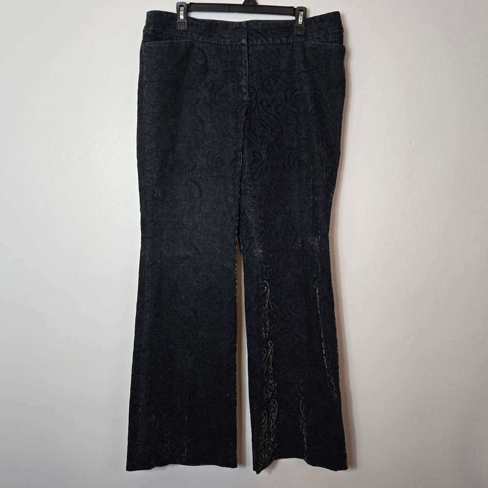 Classiques Entier Womens 12 Paisley Brocade‎ Flare Leg Pants Metallic Black Gold
